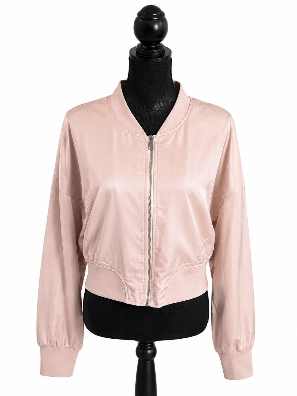 Only Blush Pink Cropped Bomber Jacket